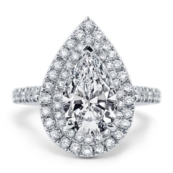 Italo Pear Shaped Engagement Ring Affordable Double Halo Ring In Sterling Silver 29$